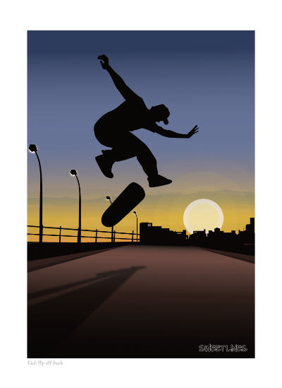 Kick flip off kerb