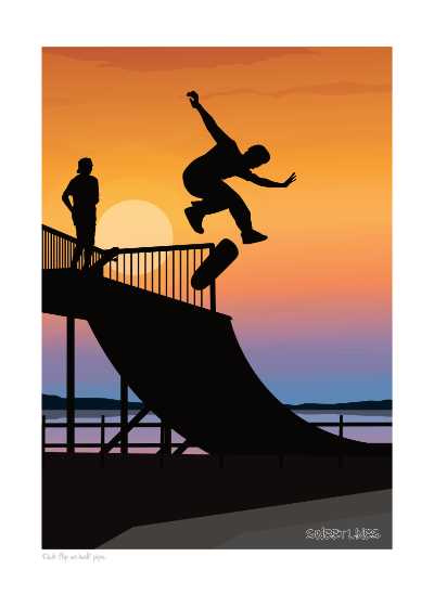 Kick flip on half pipe