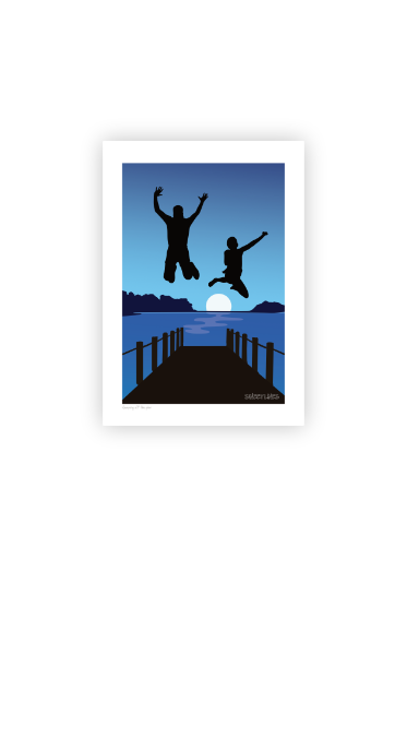 Two jumping off the pier